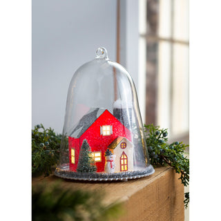 LED Lit Village Scenes in Cloches, Snowman
