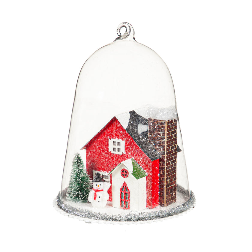 LED Lit Village Scenes in Cloches, Snowman