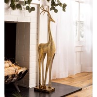 Gold and White Painted Iron Standing Tall Deer Statue